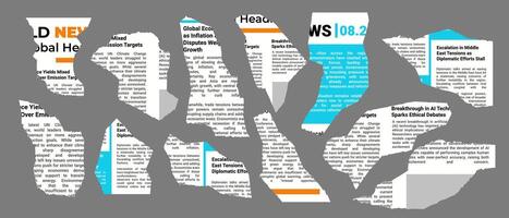 Colorful newspaper clippings collage with modern headlines and text. vector