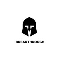 Black gladiator helmet icon for defense and ancient battles. vector