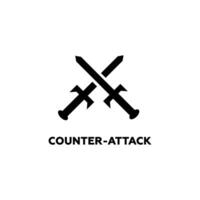 Crossed swords icon for medieval duels and chivalry. vector