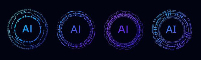 Neural network holographic frame for sci fi tech interfaces. vector