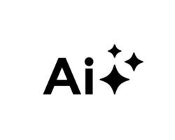 AI logo with black gradient, minimalistic design, and online chatbot theme. vector