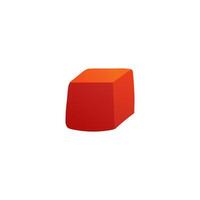 Red cube and geometric shapes like rectangles and rhombuses for education. vector