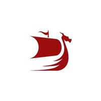 Drakkar icon with shields and sail for marine mythology. vector