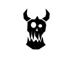 Orc skull icon with horns and grin for Gothic fantasy themes. vector