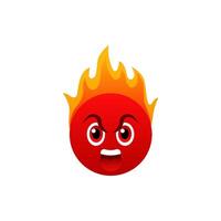 Red emoji with fiery head, symbolizing rage and aggressive emotion. vector