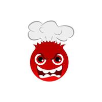 Flaming emoji with red hot features and devilish expression. vector