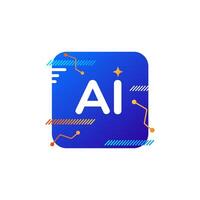AI symbol with abstract gradient, glitch design, and virtual bot focus. vector