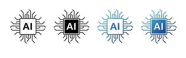 AI icon with digital circuits for modern tech and innovation. vector