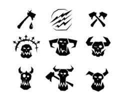 Orc icon with skull, horns, and savage design for war themes. vector
