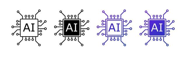 Futuristic AI logo with chip and circuits for modern technology. vector