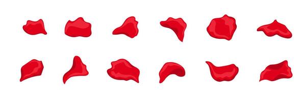 Set of red rose petals for romantic and festive designs. vector