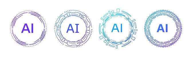 Blue AI circle frame for futuristic and modern tech designs. vector