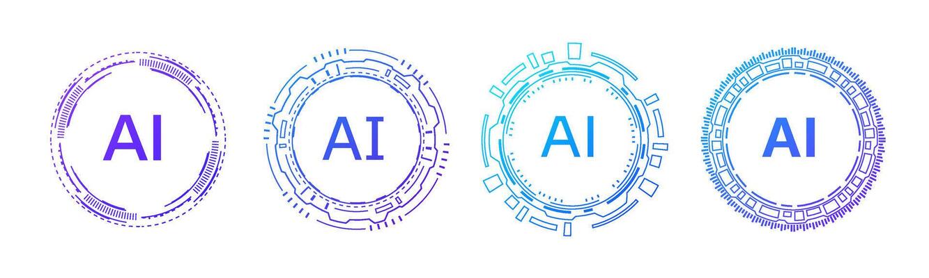 Blue AI circle frame for futuristic and modern tech designs.