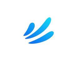 Modern blue abstract logo design with three curved lines on plain background vector