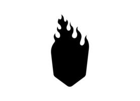 Silhouette of a burning fire symbol representing heat and energy in a minimalistic style vector