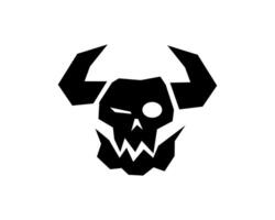 Beastly orc icon with horns for savage war and fantasy designs. vector