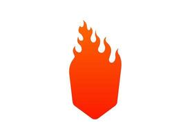 Bright red flame icon with sharp orange edges symbolizes energy and fierce burning power vector