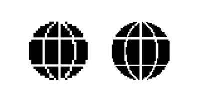 Two pixel art geometric globe designs with symmetrical vertical and horizontal lines vector