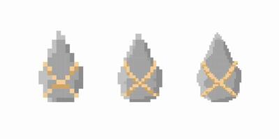 Three pixel-style gray objects with yellow accents in a simple digital art illustration vector