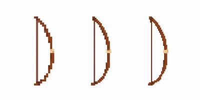 Pixel art style bow variations in simple brown design featuring minimal detailing and craft vector