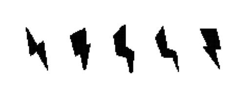 Black lightning bolt symbols in row show different sizes and shapes vector