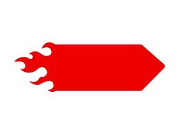 Red arrow with flame design symbolizing direction and speed in minimalist style vector