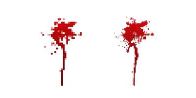 Pixel blood splatter with dripping effect vector