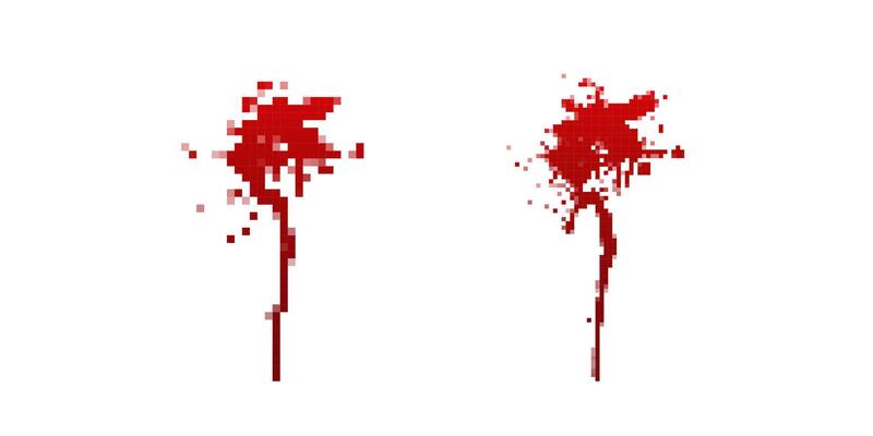 Pixel blood splatter with dripping effect