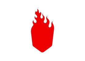 Red flame icon with bold shape suggesting heat and energy in a simple design vector
