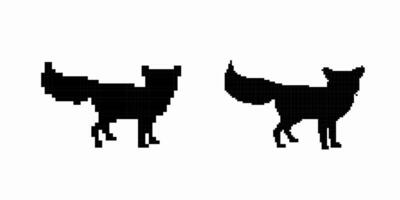 Silhouette of two cats facing opposite directions with raised tails vector