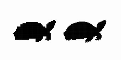Silhouette of two turtles highlighting their distinct shells and unique head positions vector