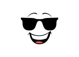 Smiling face with trendy black sunglasses and a bright red mouth on a white background vector