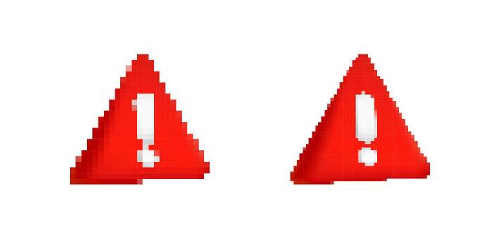 Red warning signs with exclamation marks displaying caution symbols vector