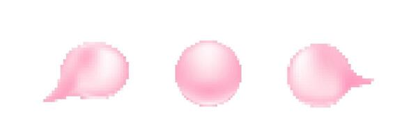 Three pink speech bubbles of various shapes conveying communication elements vector