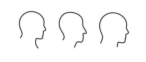 Simple outlines of human heads in different perspectives on a clean background vector