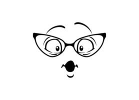 Cartoon face with glasses and surprised expression on a light background vector
