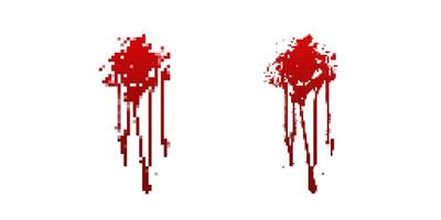 Pixelated blood drips and splatter vector