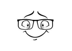 Happy smiling face with glasses drawing black lines on a white background vector