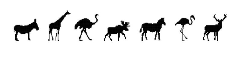 Silhouette collection of diverse animals in various poses highlighting unique features vector