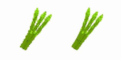 Pixelated asparagus stalks side by side with bright green color and minimalistic design vector