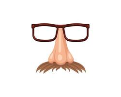Fake glasses and mustache on simple white background for fun disguise and costume play vector