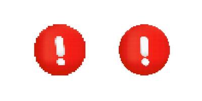 Red exclamation marks inside circular shapes indicate alerts or warnings in digital format vector