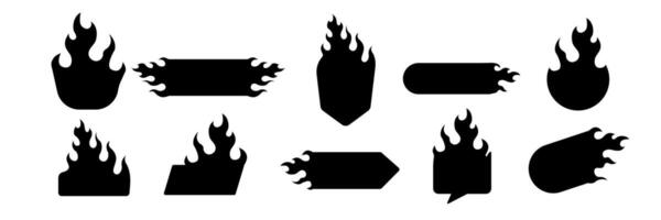 Black fire icons collection for web design and creative digital art projects vector