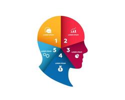 Human head infographic with sections for different business and communication ideas vector