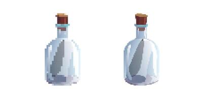 Two clear bottles with blue glass and cork stoppers displayed on a neutral surface vector