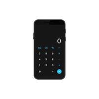 Smartphone with calculator app display featuring basic and advanced mathematical functions vector