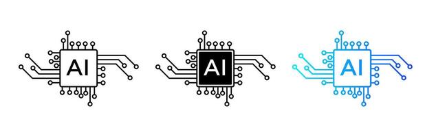 AI chip icon with circuits for futuristic and tech designs. vector
