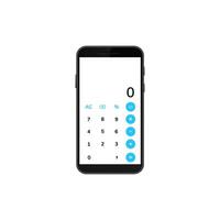 Digital calculator app displayed on smartphone screen with numeric keypad and operation symbols vector
