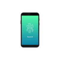 Smartphone displaying touch id feature for secure fingerprint authentication access vector