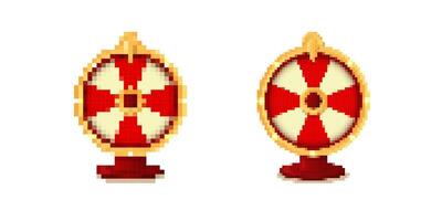 Pixel art fortune wheel icon with red and white pattern for games and apps vector